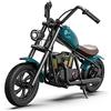 HYPER GOGO Challenger 12 PLUS - Motocicletta Elettrica per Bambini, 3 Velocità Fino a 16KM/H, 12 Pneumatici, Luci LED Colorate, Autonomia Lunga 16KM, Regalo Perfetto per Bambini e Adolescenti(Blu)