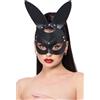 Smiffys Maschera da coniglio in similpelle nera, con fibbia Halloween