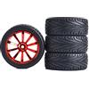 KEEDA 4 pezzi 1:10 RC 65 mm pneumatici e ruote in plastica per 1/10 HSP HPI Tamiya RC su strada Touring Racing Drift Auto (rosso)