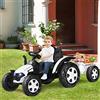 RELAX4LIFE 2 in 1 Trattore Elettrico con Rimorchio Rimovibile/Go Kart Elettrico, con Telecomando e Cinture a 2 Punti, Musica, Luci, Allarme, Carico di 30 kg,per Bambini 3-8 Anni,151x68x70 m (Bianco)