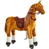 Ponnie Fancy PONNIE Cavallo da equitazione con ruote Fancy M (5-12 anni), cavallo da gioco per equitazione con sella marrone rimovibile e cavezza con briglia, criniera e coda, cavallo di peluche per bambini