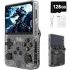 Syzplnwy R36S Console di gioco portatile retrò con schermo IPS da 3,5 pollici, batteria da 3500 mAh, scheda TF da 128 GB, oltre 20.000 giochi, sistema Linux open source per adolescenti e adulti, nero