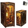 TOPBSFARNY Supporto per libri in legno 3D Puzzle per casa delle bambole fai da te Fermalibri in legno Libro Nook Model Building Kit con luce a LED per adolescenti e adulti per costruire-Creatività