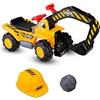 LIFEZEAL Escavatore Elettrico, Ruspa Cavalcabile, Scavatrice Cingolata per Bambini 3+ Anni, Spazio di Stoccaggio, Effetto di Suoni, con Pietra e Casco, Antiribaltamento, Peso Max 25 kg, 89x45x30 cm