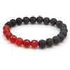 Generico Bracciale in Giada Rubino e Pietra Lavica, Pietre Dure Naturali, Elastico 19 cm, Fatto a Mano