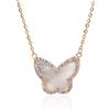 Meissa Collana d'argento per le donne Collana di farfalle Collana di pietre di compleanno in oro Rosa Oro Ciondolo a forma di farfalla a pieghe Collana girocollo Gioielli Regalo
