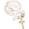 Handmade Generico Rosario Personalizzato Con Nome, Regalo Battesimo Bambina, Comunione, Perle Cuore In Madreperla Rosa, Quarzo E Perle Rosa
