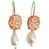 FiaJewels Orecchini cammeo conchiglia sardonica di Torre del Greco, fiori, perle barocche, orecchini in argento 925 oro, orecchini sposa