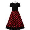 Susana Escribano Gonna Flamenca Professionale a Pois e Fiori per Donna, Lunga 80 cm - Abito Tradizionale Andaluso da Ballo Sevillana, Gonna Nera con Volant e Cintura Rossa - Ideale per Fiere, Romerías e Spettacoli