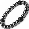 TEJO Bracciale Uomo Ematite e Pietra Lavica - Set da 1, 2, 3 o 4 Bracciali - Bracciale Pietre Naturali Elastico - Bracciale Nero Uomo - Idea Regalo Uomo (1)