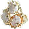 Generic Maxi anello con cammeo in resina, perle naturali, ottone, regolabile, anello italiano