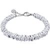 ParticolarModa Bracciale Donna regolabile quadrifoglio portafortuna nodini lucido diamantato 7 mm (Regolabile da 19 a 22 cm (x polso 16-18), Argentato)
