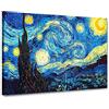 Handmade Notte stellata - Tela quadro in canvas con telaio in legno - Vincent Van Gogh - Artyexpress Made in Italy