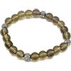 Generico Bracciale Azteco Unisex in Quarzo Fumè, con Sfere in Metallo, Pietre Dure, Elastico 19cm, Fatto a Mano