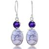Kanika Jewelry Trove Howlite, Amethyst 925 Sterling Silver Dangle Earrings for Women, for, Christmas Gift, Valentine's Day Gift, New Year Graduation Gift, Handmade 2 Stone Earrings