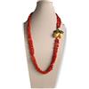 Chapeau Atelier Collana a Tre Fili con Corallo Bambù Rosso e Limone in Ceramica di Caltagirone