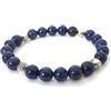 Generico Bracciale Azteco Unisex in Lapislazzuli Naturale, con Sfere in Metallo, Pietre Dure, Elastico 19cm, Fatto a Mano
