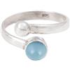 Meadows Anello in Blue Chalcedony, anello regolabile in argento sterling 925, anello con pietra preziosa rotonda fatto a mano