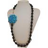 Handmade Generico collana pietre dure nere onice assimetrica boho chic con chips turchesi