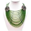 Handmade Generico Collana artigianale regolabile multifilo in agata verde e perline in vetro