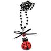 Generic Collana catena a rosario con fiocco e coccinella rossa - collana portafortuna - collana coccinella