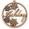 FranJohnsonHouse Pallina di Natale Personalizzata con Nome, Decorazione Natalizia in Legno, Fiocchi di Neve Tagliati al Laser, Ornamento per Albero di Natale