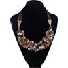 Handmade Generico collana corta girocollo pettorina pietre dure nere marroni e rosse con perle bianche regalo signora