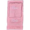 Handmade Crociedelizie, coppia asciugamani ricamati rosa azzurro personalizzati con nome viso + ospite idea regalo scelta colore ricamo spugna cotone 100%