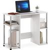 Furinno Jaya Computer Studio Scrivania, Legno ingegnerizzato, Quercia Bianca/Acciaio Inossidabile, 39.50 (D) x 97.51 (W) x 72.59 (H) cm