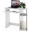 Furinno Semplicistico Scrivania per Computer, Legno ingegnerizzato, Quercia Bianca/Acciaio Inossidabile, 40.01 (D) x 80.01 (W) x 73.03 (H) cm