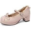 GYYZAYH Per Donna Scarpe Lolita Carine con Fiocco Tacco Medio Tacco Grosso Cinturino alla Caviglia Plateau Décolleté Mary Jane rifinite in Pizzo,Rosa,39 EU