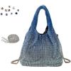 CASNO Borse da donna con strass, borsa da sera, piccola pochette a secchio, con cristalli scintillanti, borsa a tracolla, borsa a mano, borsa con brillantini per matrimoni, feste, blu cataclysmic