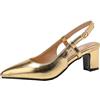 ZaKoonaC Decolleté da donna con pizzo e retro aperto, tacco da 5,5 cm, scarpe da sera versatili per feste da sera e cocktail, gold, 34 EU