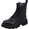 Lumberjack Anfibi Jilian Kombat Boat Stivaletto Allacciato Donna Nero con Pratica Zip Laterale e Lacci Nero Nero CB001