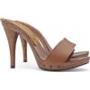Kiara Shoes Zoccoli Italiani da Donna Tacco 12 Made in Italy - KM7202 Cuoio (Marrone, Sistema Taglie Calzature EU, Adulto, Donna, Numero, Media, 36)