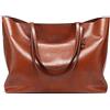 ANNI RIEL Borsa tote in vera pelle di modo classico per le donne Casual grande capacità borsa a tracolla borse con cerniera, Marrone, extra large