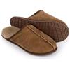 Ire Shoes - Ciabatte da uomo, in pelle, lana di pecora, calde, per l'inverno, isolate, marrone, marrone, 44 EU
