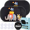 iZoeL Parasole Auto per Bambini 2 Pezzi Adatto per Finestrini Posteriori, Motivo Gara di Elefanti, Autoadesivo, 8 Ventose, Custodia, 51 x 31 cm, Universale Protezione Solare E UV