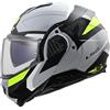 LS2, Casco Moto Modulare ADVANT II TRIPLE Light Grey H-V Yellow, M