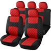 Auto Accessori Lupex - A20 Coprisedili auto universali, colore Rosso Nero, set fodere protezione sedili anteriori e posteriori, schienale dietro con 2 zip, no suv