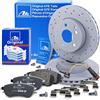ATE Set di freni asse anteriore + dischi freno anteriori ¯ 295 mm perforati ventilati rivestiti e pastiglie freno anteriori + contatto di usura Compatibile con MERCEDES Classe C (W204), Classe C (204)