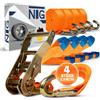 NTG 4 pezzi cinghie di tensione per trasporto auto | 35mm | lunghezza 3300 mm | 3000 daN | cinghia di ancoraggio | fissaggio ruota | auto | cinghia per pneumatici | rimorchio | veicoli commerciali |