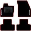 QUEMAR Tappetini Auto compatibili con Range Rover Evoque I 2011-2019/ Kit Tappeti Moquette e Gomma su Misura (Set 2 Anteriori +2 Posteriori)/ Ricami e Colori Personalizzati (Bordo Rosso, 2 Ricami)