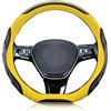 Ergocar Forma di D Sportivo Coprivolante per Auto, Fibra di Carbonio & Pelle in Microfibra Traspirante Moda Lussuoso Copertura di Volante Antiscivolo 38 cm(15), Giallo