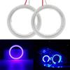 Générique Generico 1 coppia di fari fendinebbia LED COB blu 80 mm 63SMD con anello a corona Angel Eyes con copertura paraluce 12 V 24 V (80 mm, blu)