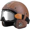 EBAYIN Casco vintage retrò Scooter Casco jet ciclomotore Casco mezzo casco in pelle 3/4 con visiera Casco aperto per uomo e donna Certificazione DOT ECE,N-M=(57~58cm)