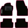 QUEMAR Tappetini Auto per Polo VI dal 2017, Bordo Rosa, 1 Ricamo | AW1 - AE1 / Kit Tappeti Moquette e Gomma su Misura / Set 2 Anteriori + 2 Posteriori / Ricami e Colori Personalizzati