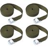 TopHomer Cinghie di fissaggio a cricchetto, 1 m x 25 mm, confezione da 4 cinghie regolabili con fibbia in lega per carichi, furgoni e camion - Verde Militare