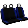 Lupex Shop Set Coprisedili Universali per Furgone 3 Posti misto Cotone poliestere, singolo + doppio, Cintura Bassa, colore Nero - Blu Royal