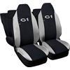 Lupex Shop Coprisedili auto compatibili per C1 prima serie dal 2005 al 2014 con poggiatesta integrato, Nero Grigio Chiaro, Prodotto Made In Italy